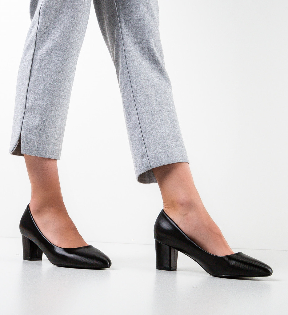 Pantofi Eleganti Bone Negri | Toc Subtire - imagine 2