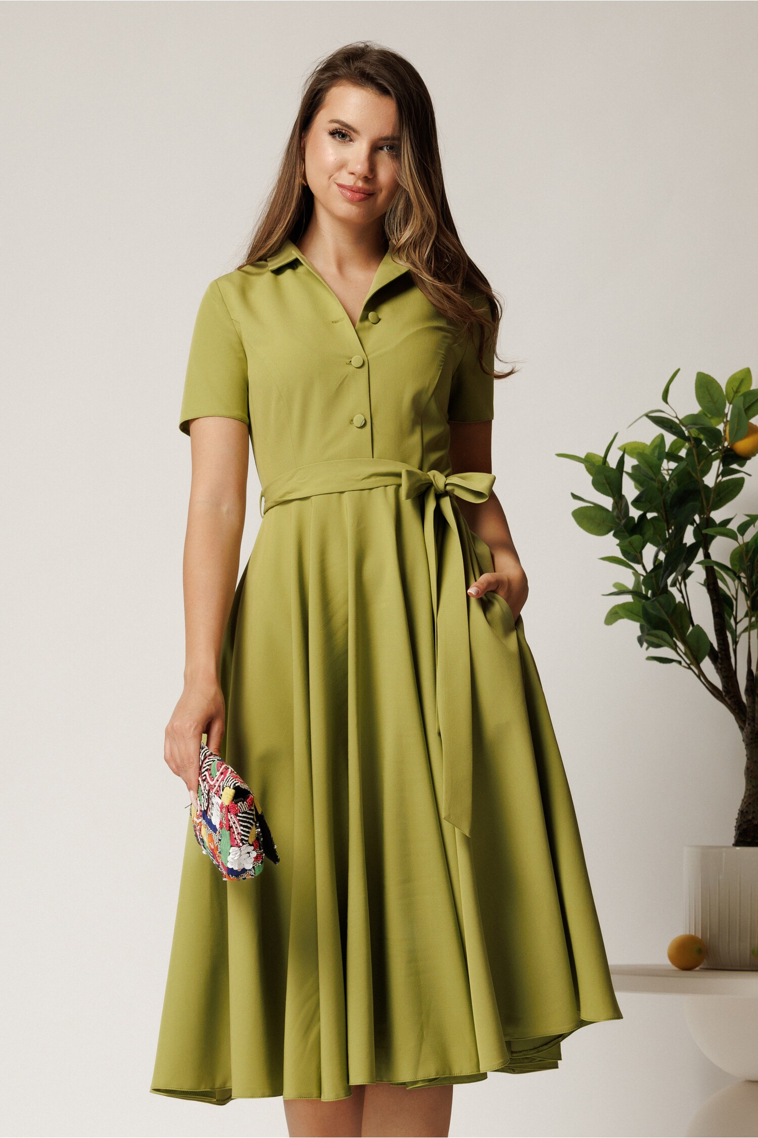 Rochie DY Fashion midi verde lime elegantă și versatilă