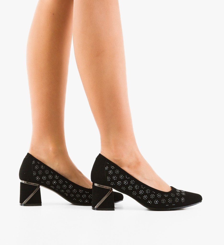 Pantofi dama Margret Negri Eleganți cu Toc