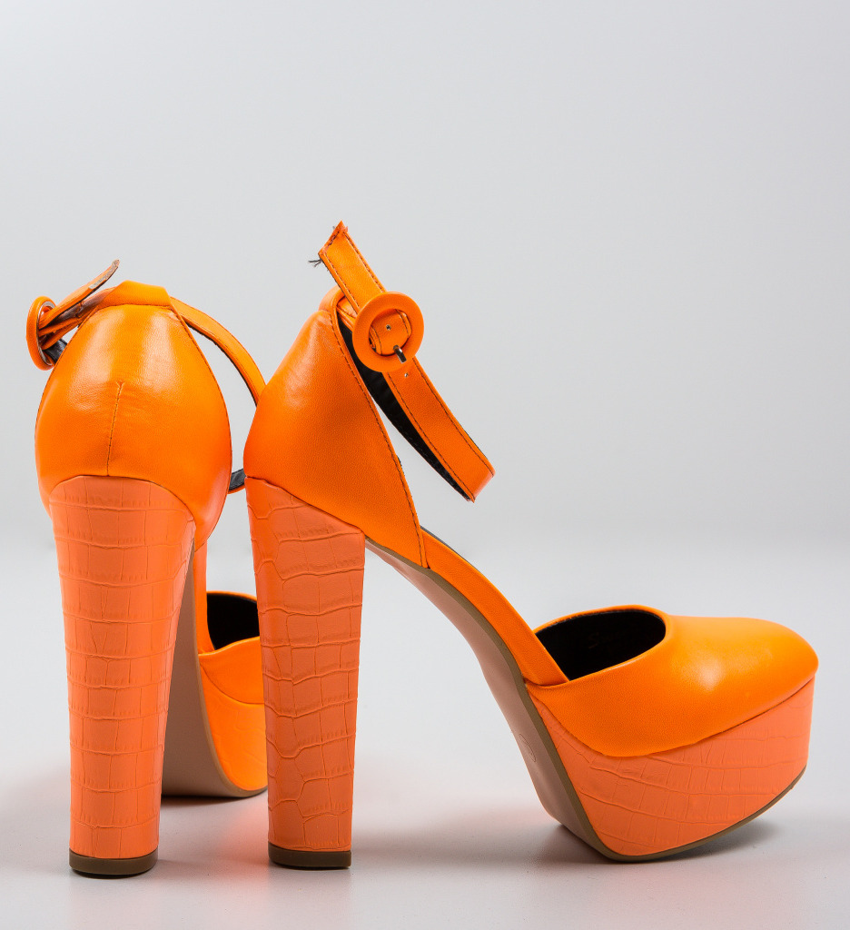 Pantofi Krista Portocalii Neon Eleganți - imagine 5