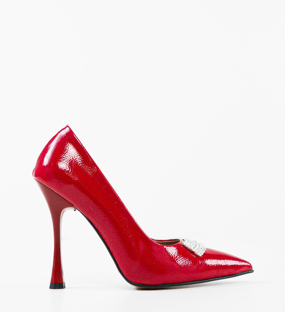 Pantofi dama Perma Rosii cu toc elegant - imagine 7