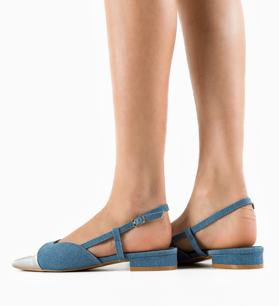 Pantofi Karuna Albastri Eleganți cu Toc - imagine 3