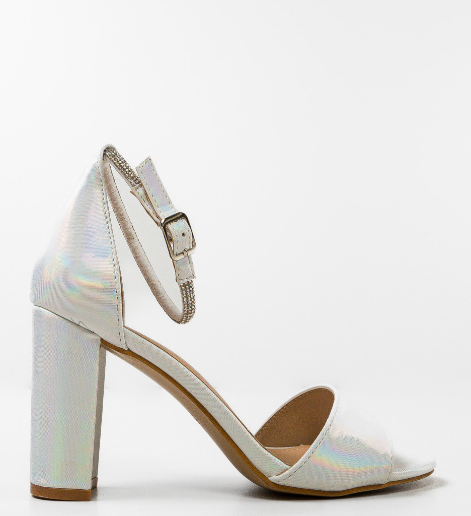 Sandale Dama Kinu Argintii cu Toc Elegante - imagine 5