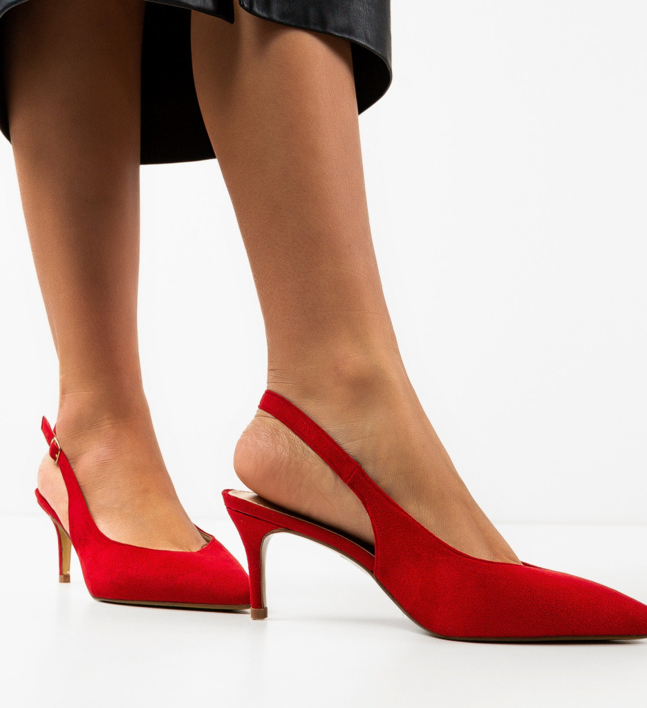 Pantofi Amdoryt Rosii cu Toc Eleganți