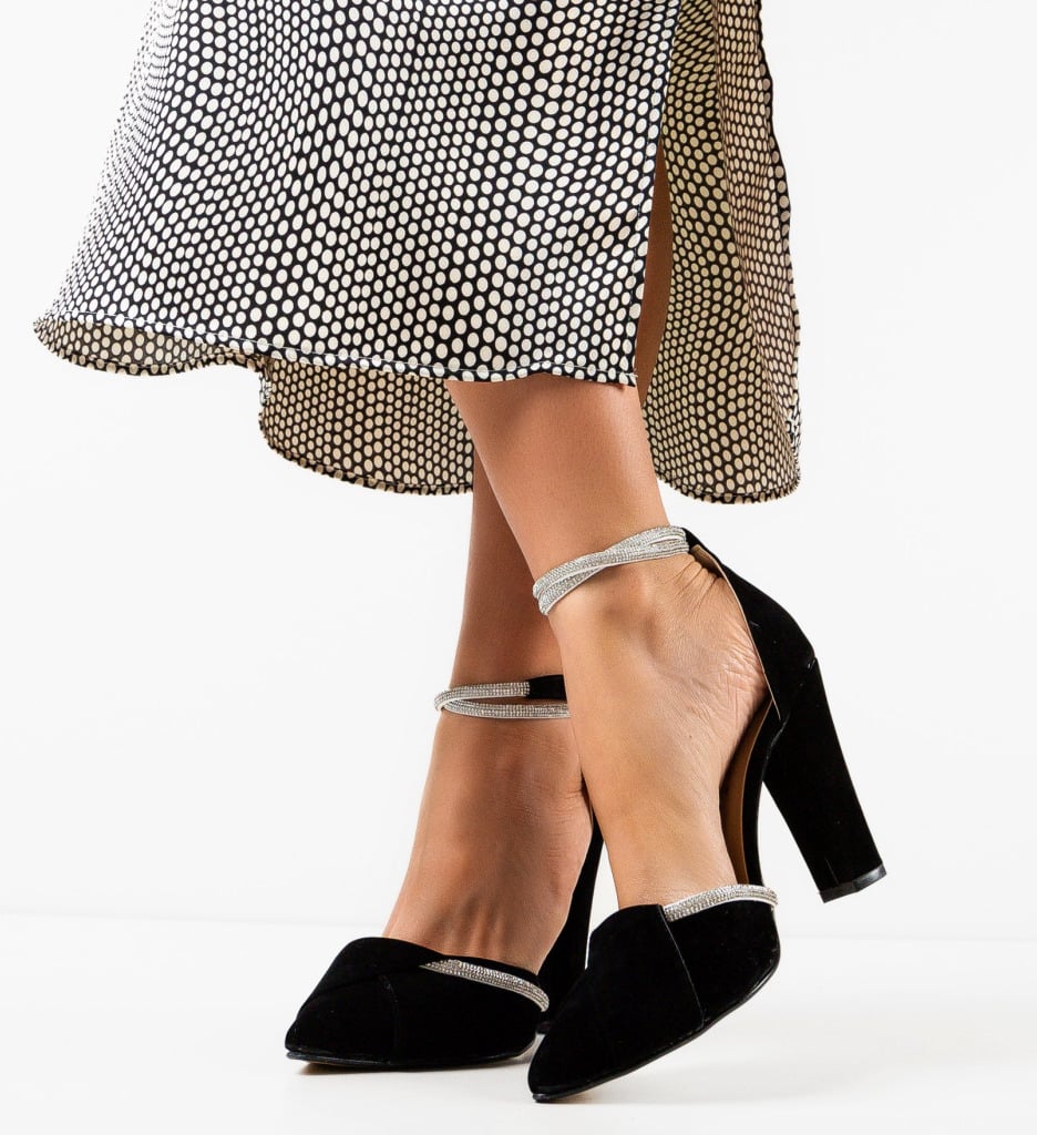 Pantofi dama Kennedy Negri cu Toc Eleganți - imagine 2