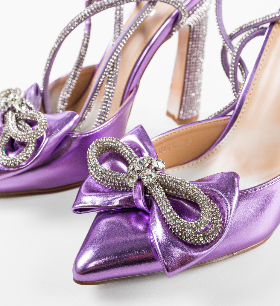 Pantofi Morakotha Mov cu Toc Eleganți - imagine 6
