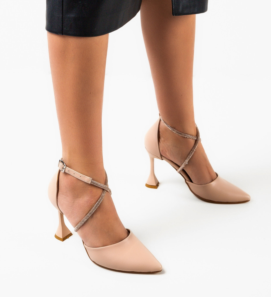 Pantofi Tyber Bej cu toc elegant - confort și stil - imagine 2