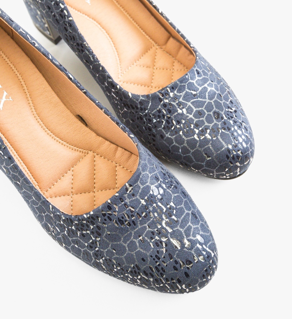 Pantofi dama Teord Albastri eleganți cu toc - imagine 6