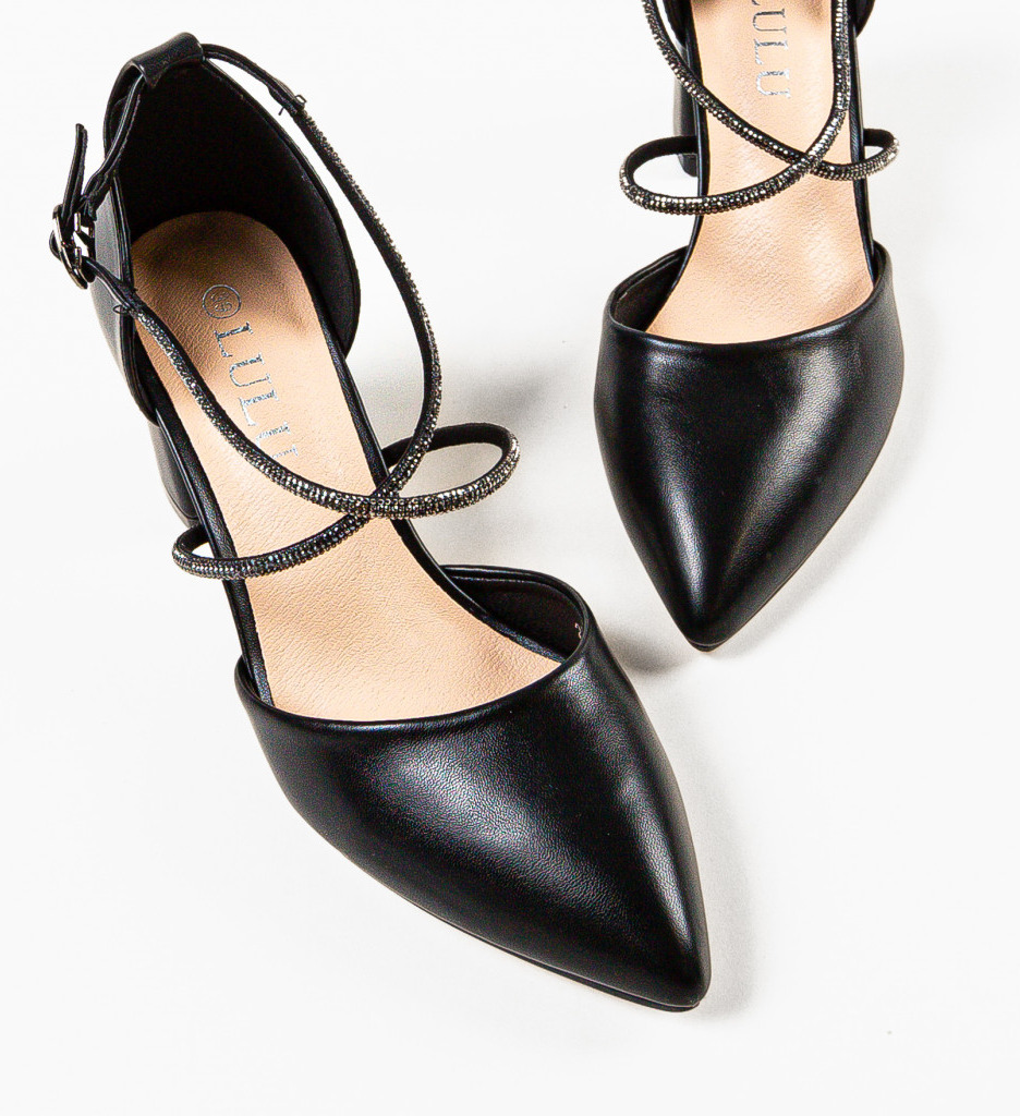 Pantofi Dama Dorol Negri Eleganți cu Toc - imagine 5