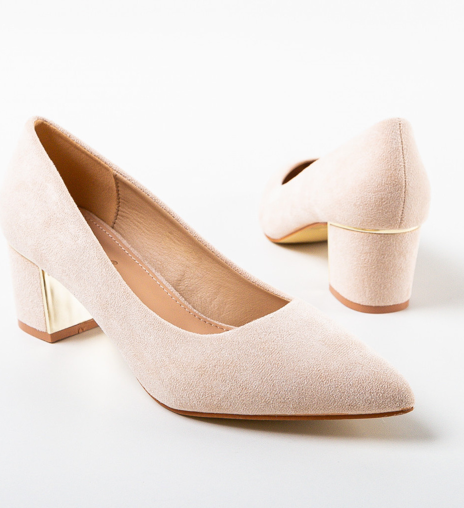 Pantofi cu Toc Bej Eleganți pentru Femei - imagine 5