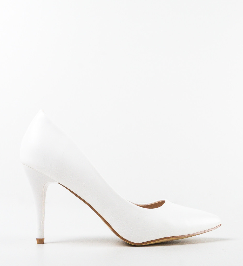 Pantofi Halek Albi Eleganți cu Toc - imagine 4