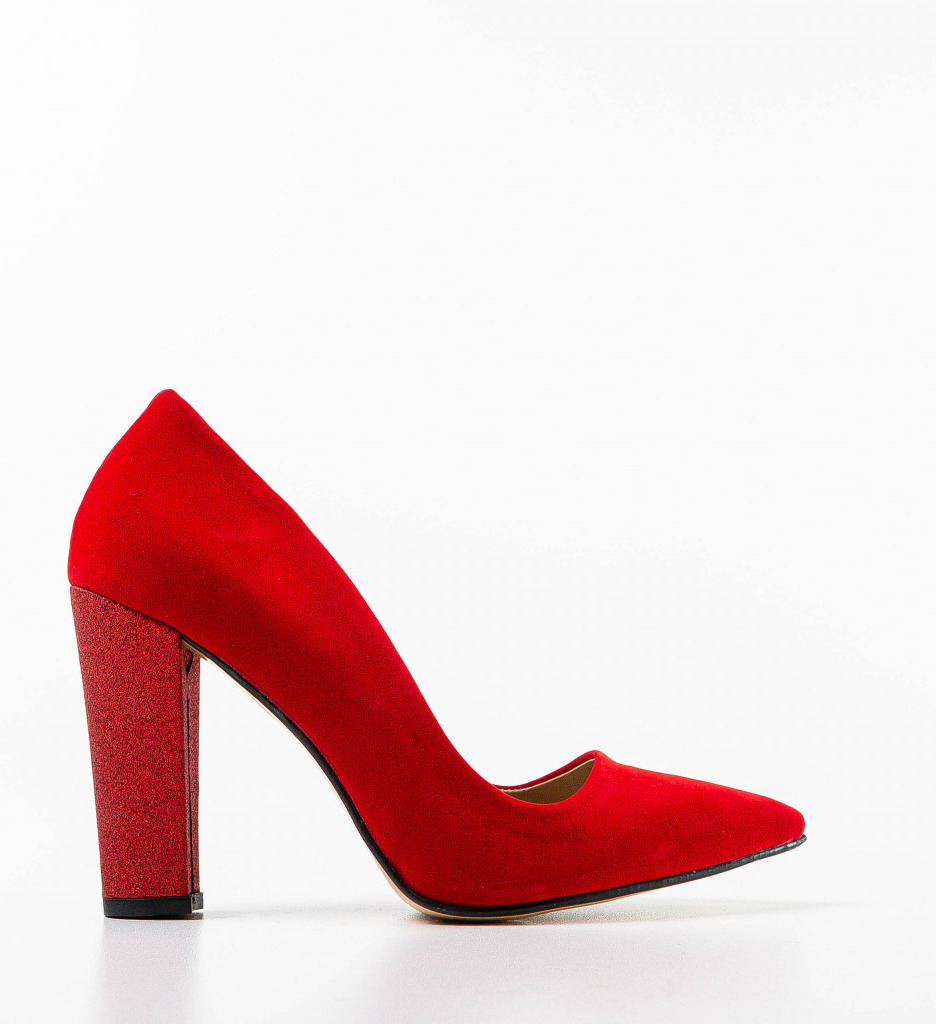 Pantofi Santer Rosii Eleganți cu Toc - imagine 4