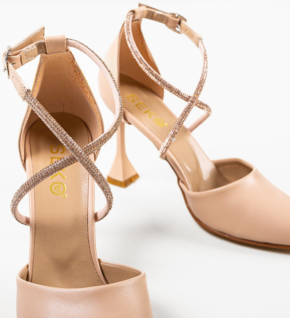 Pantofi Tyber Bej cu toc elegant - confort și stil - imagine 6