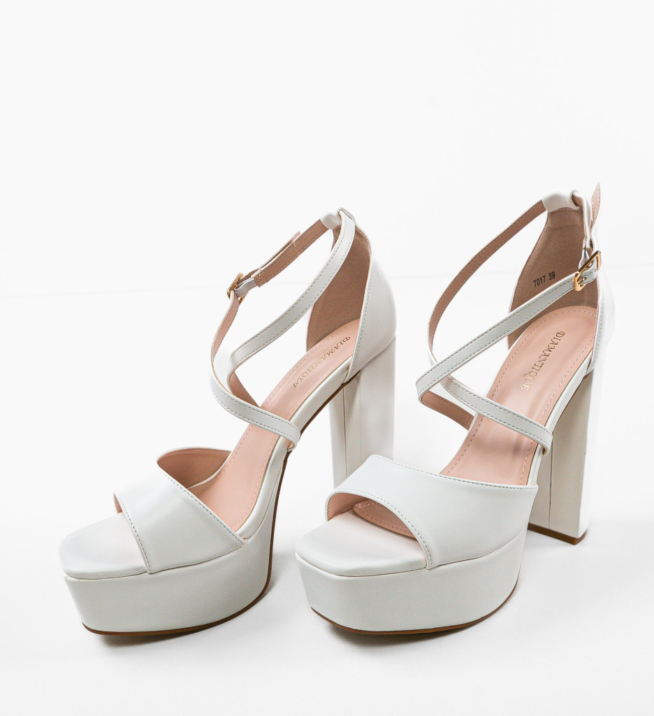 Sandale cu Toc Stella Albe | Design Elegant - imagine 4