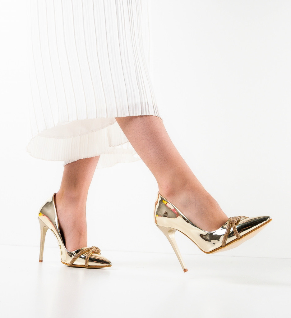 Pantofi Dama Casette Aurii - Eleganță Absolută - imagine 3