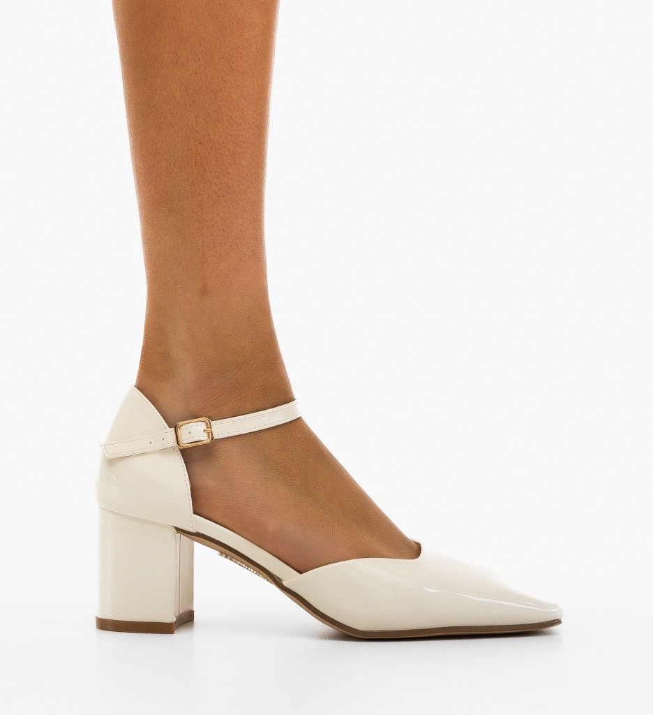 Pantofi cu Toc Mies Albi - Look Impecabil - imagine 4