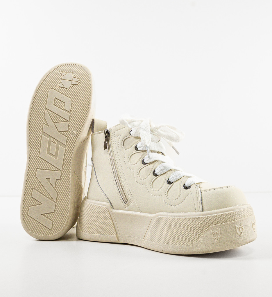 Sneakers Dama Piret Bej | Confort și Stil - imagine 8