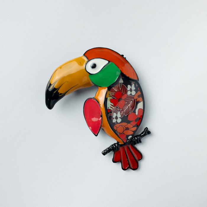 Brosa Pasare Exotica Rosu | Cadou Shopika