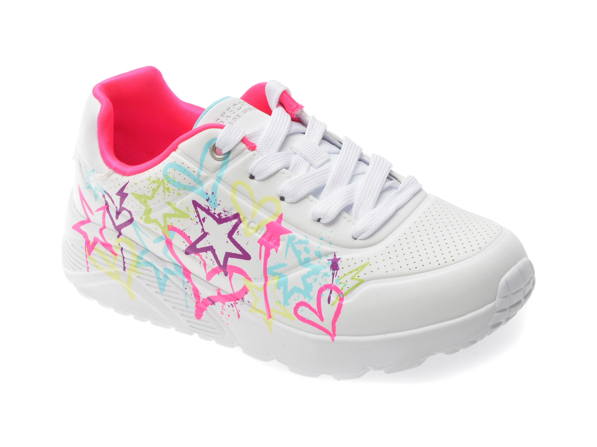 Skechers UNO LITE - Pantofi sport albi din piele