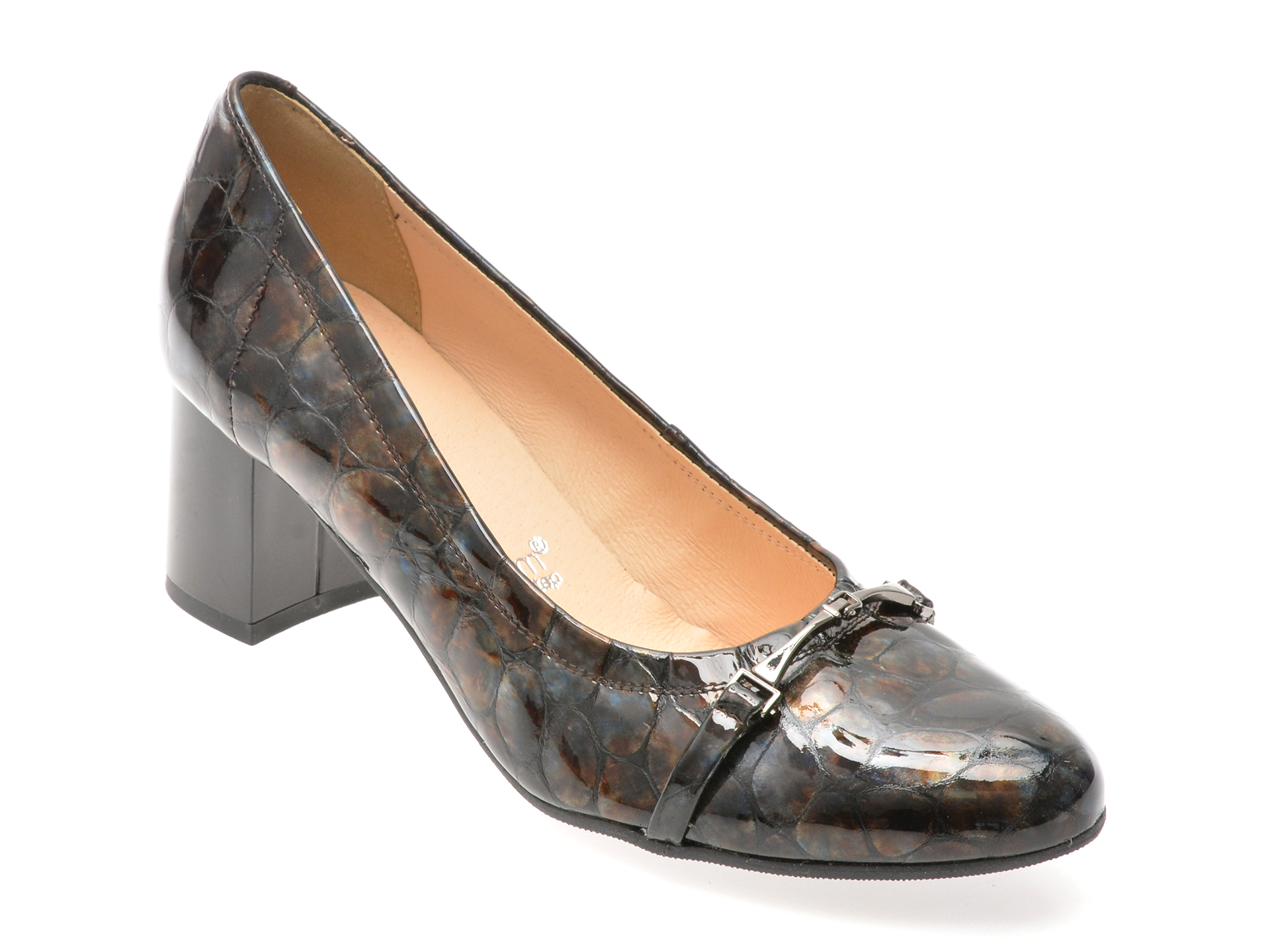 Pantofi IMAGE negri din piele croco | Eleganță maximă