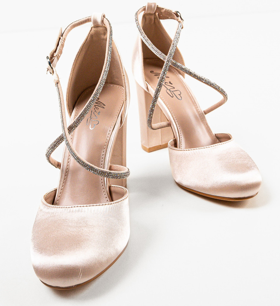 Pantofi Semnak Bej Eleganți cu Toc - imagine 6