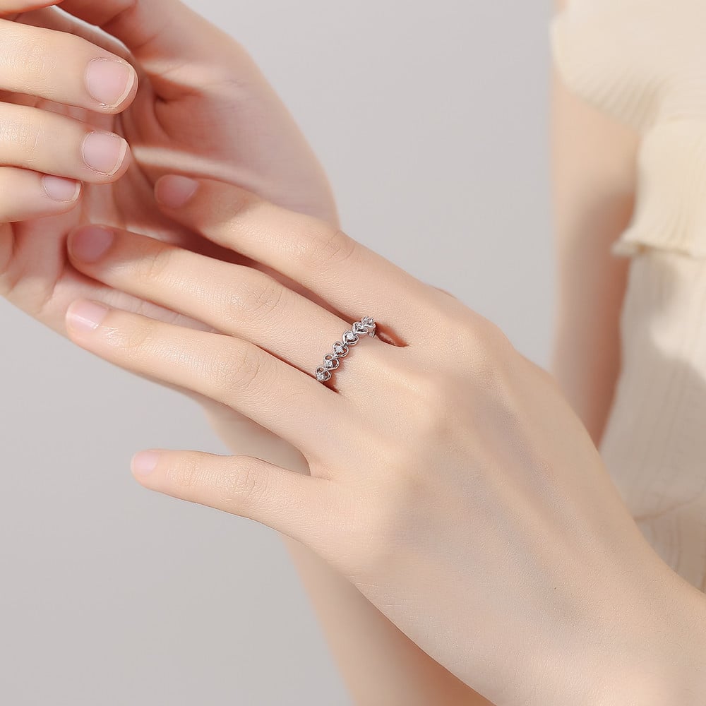 Inel Argint Delis Inimioare - Design Elegant - imagine 2