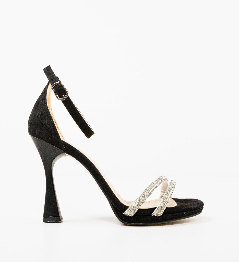 Sandale Egetal Negre cu Toc Elegante - imagine 4