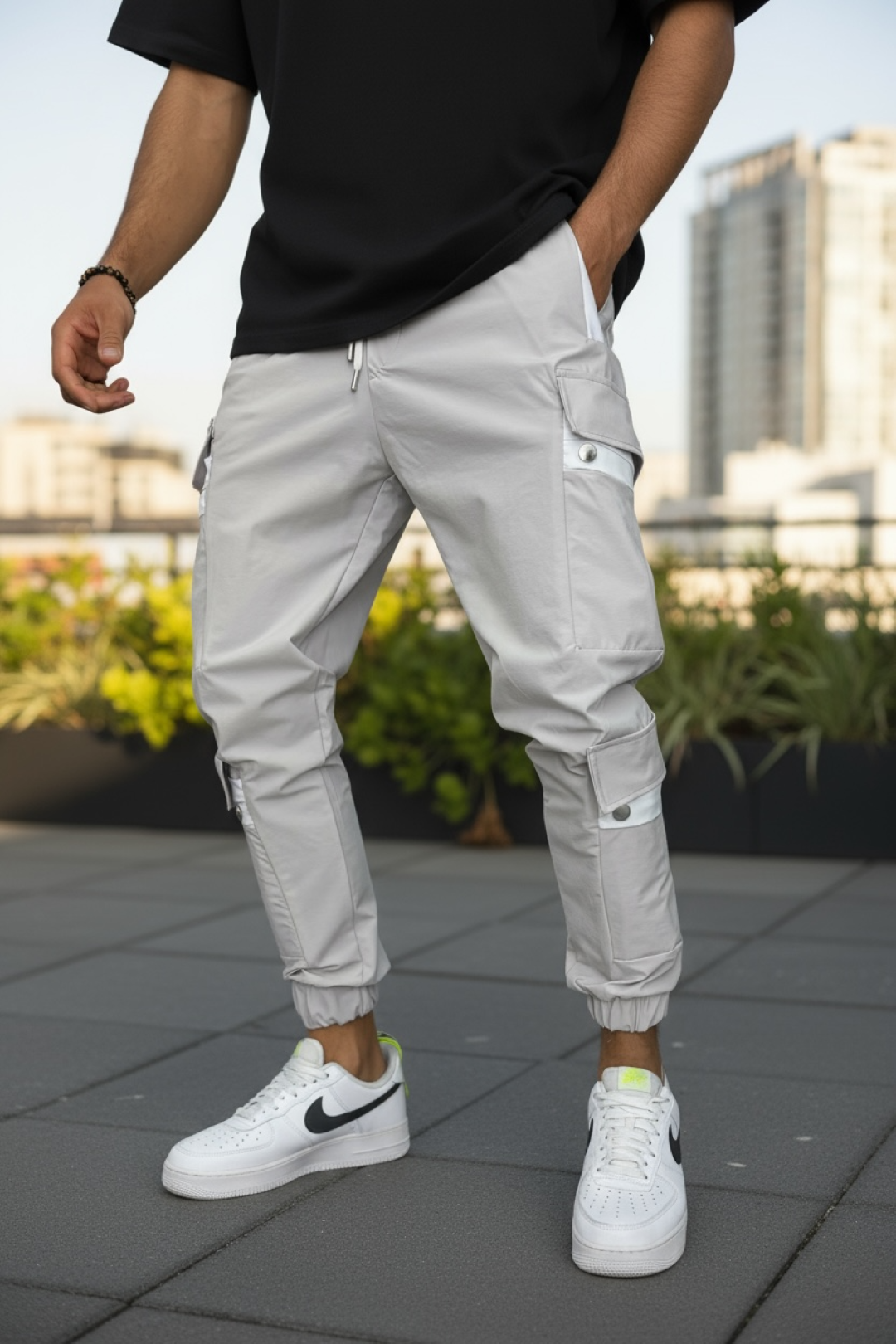 Pantaloni Trening Cargo Conici Gri | Stil & Confort