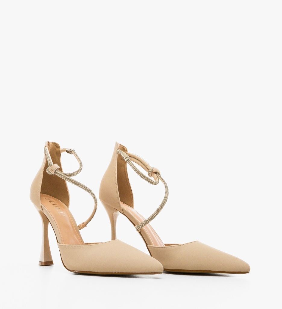 Pantofi Dama Ernes Bej Eleganți cu Toc - imagine 4