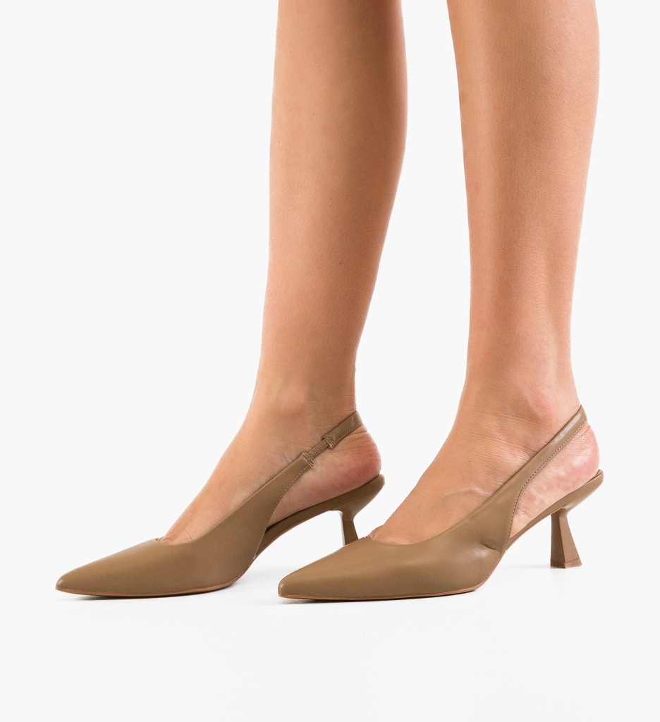 Pantofi dama Massey Khaki eleganți - imagine 4