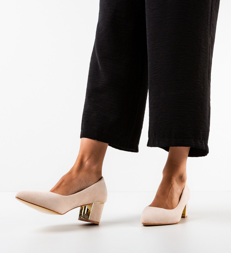 Pantofi cu Toc Bej Eleganți pentru Femei - imagine 2