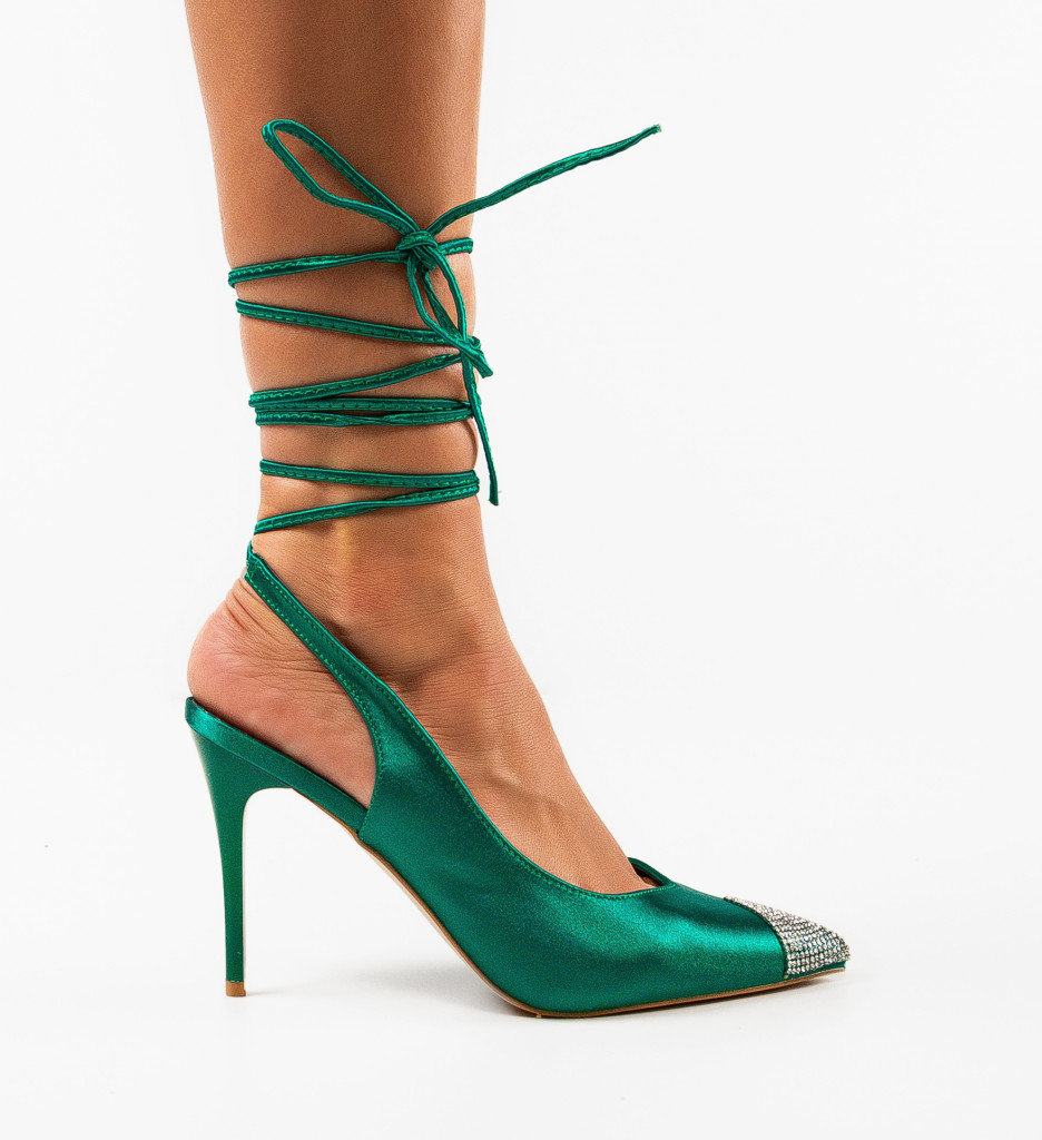 Pantofi Karola Verzi Eleganți cu Toc - imagine 4