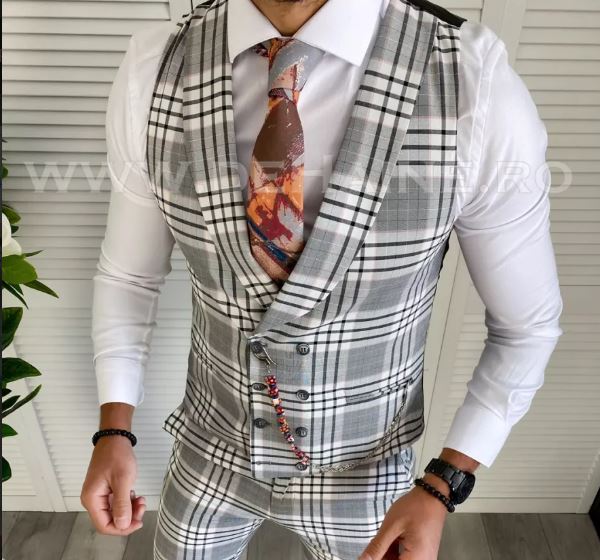 Vesta Barbati Eleganta Slim Fit, Bumbac