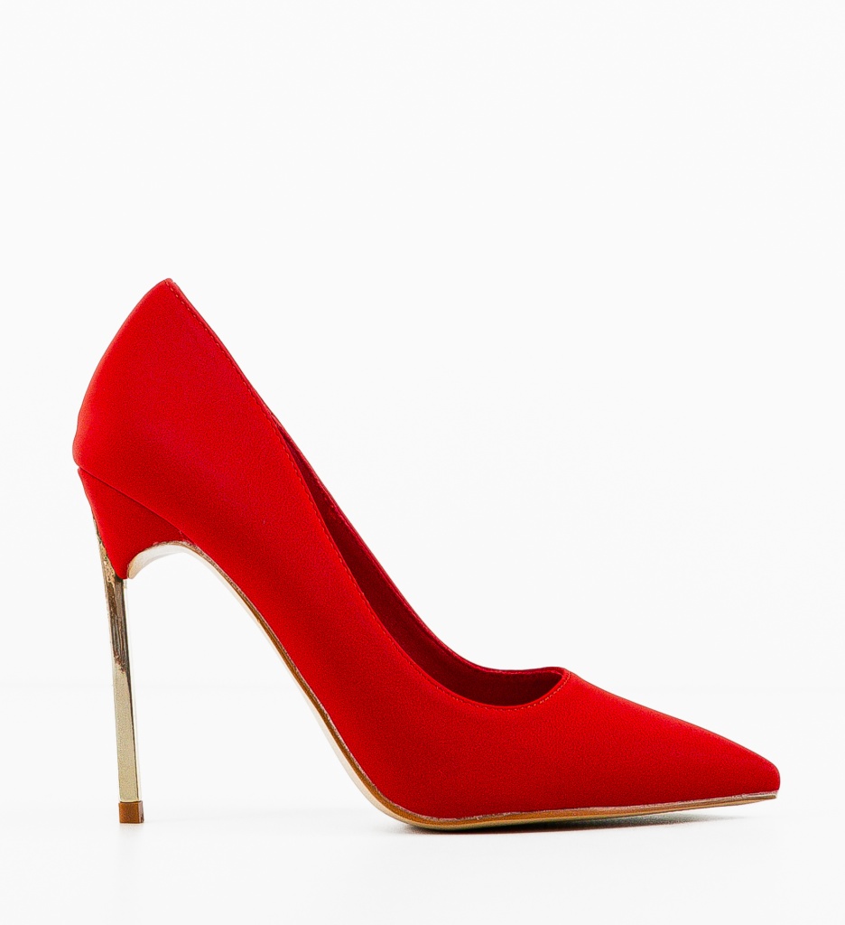 Pantofi Totto Rosii cu Toc Eleganti - imagine 4