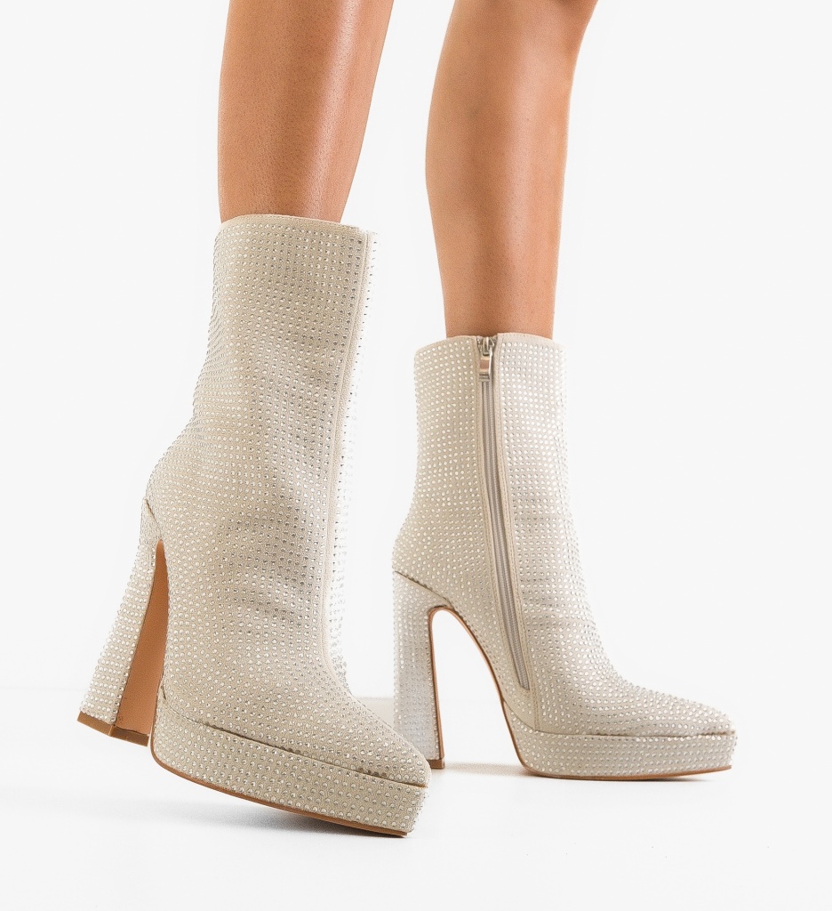 Botine Dama Iram Argintii - Eleganta si Stil