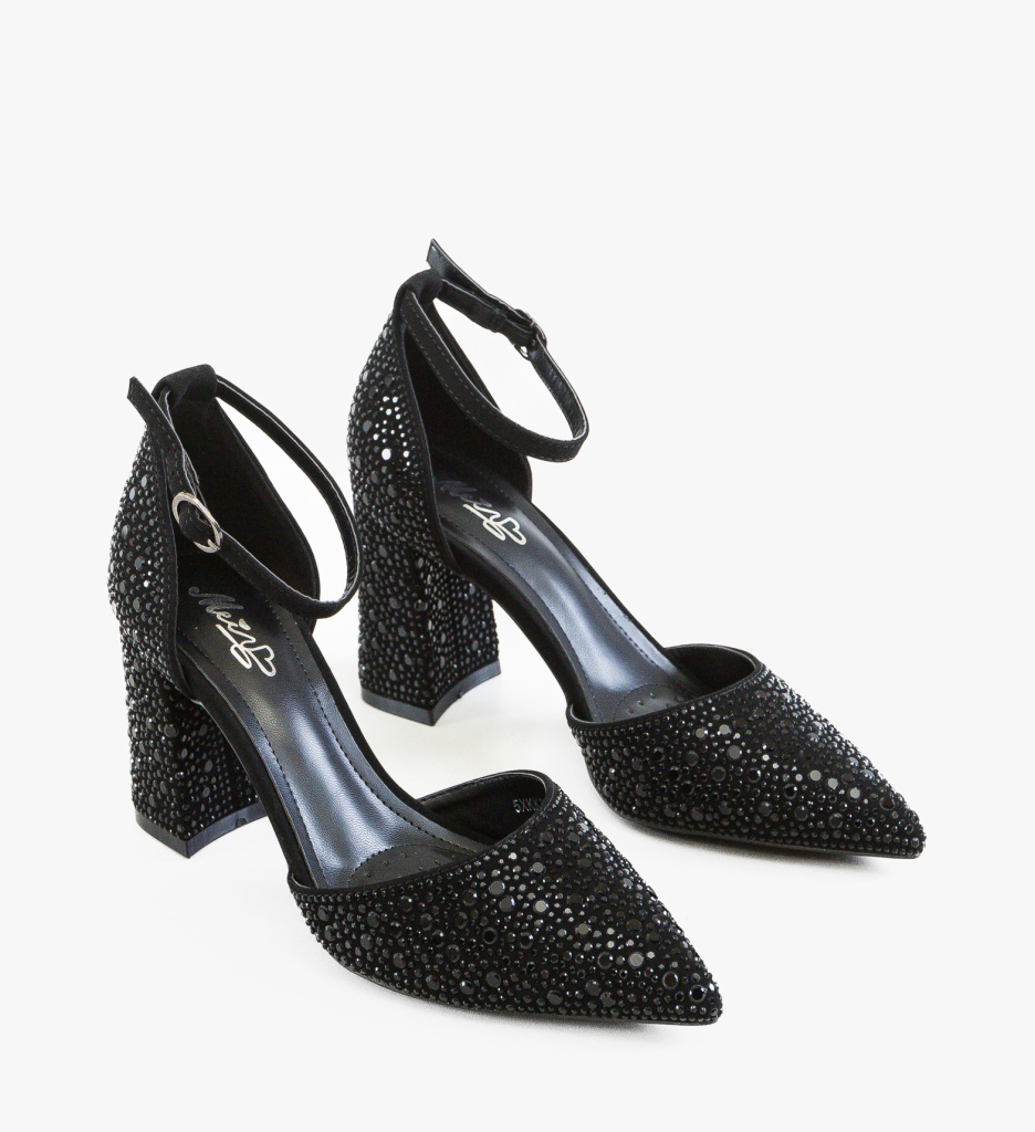 Pantofi Dama Plyka Negri Eleganți cu Toc - imagine 3