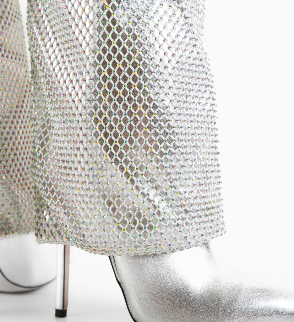 Cizme Skaa Argintii Depurtat - Eleganță Metalică - imagine 9