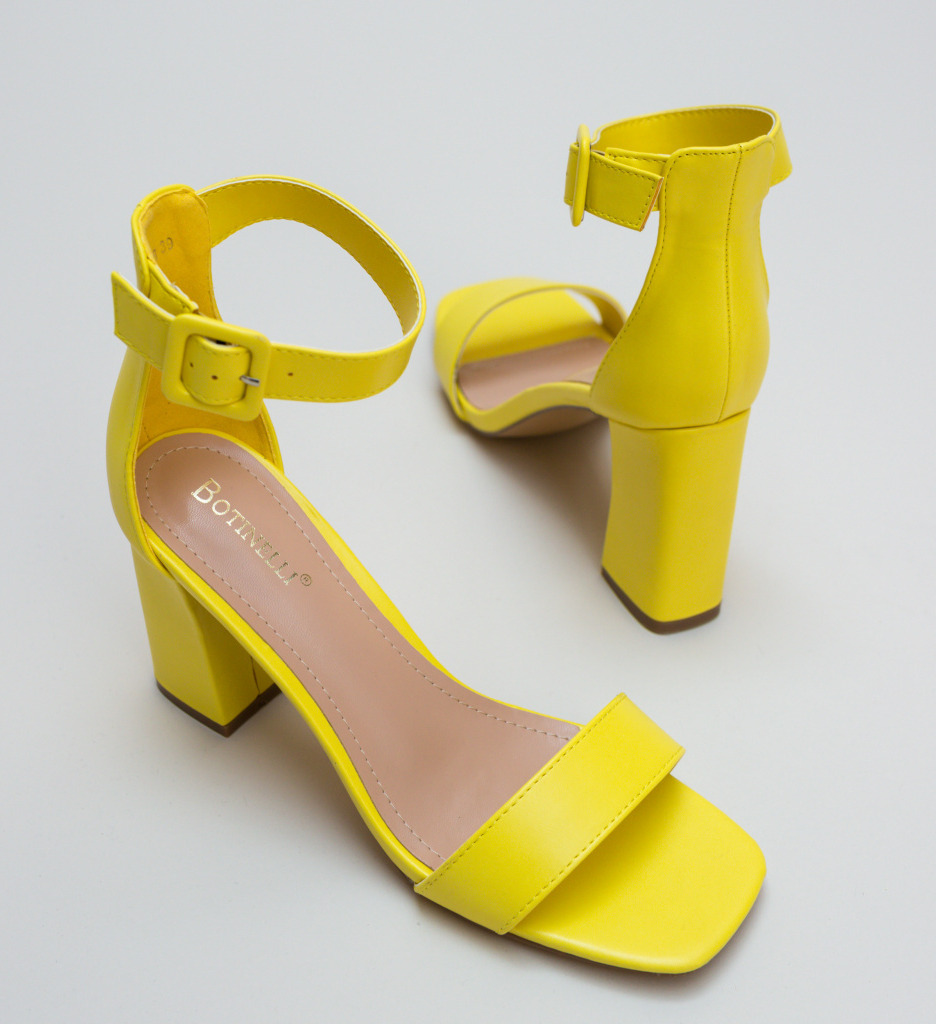 Sandale Gingero Galbene cu Toc Elegante - imagine 6