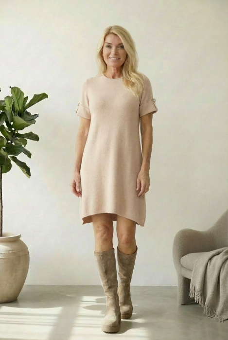 Rochie A-Line Tricotată Bej | Shopika Stil