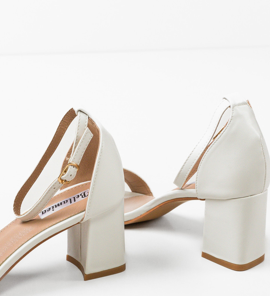 Sandale Ffion Albe cu Toc | Stil si Eleganta - imagine 5