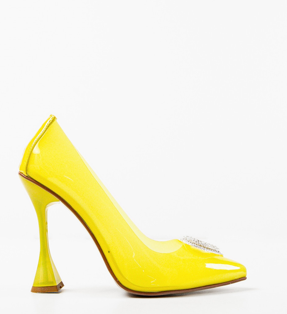 Pantofi Toc Galbeni Eleganți Myhear - imagine 4