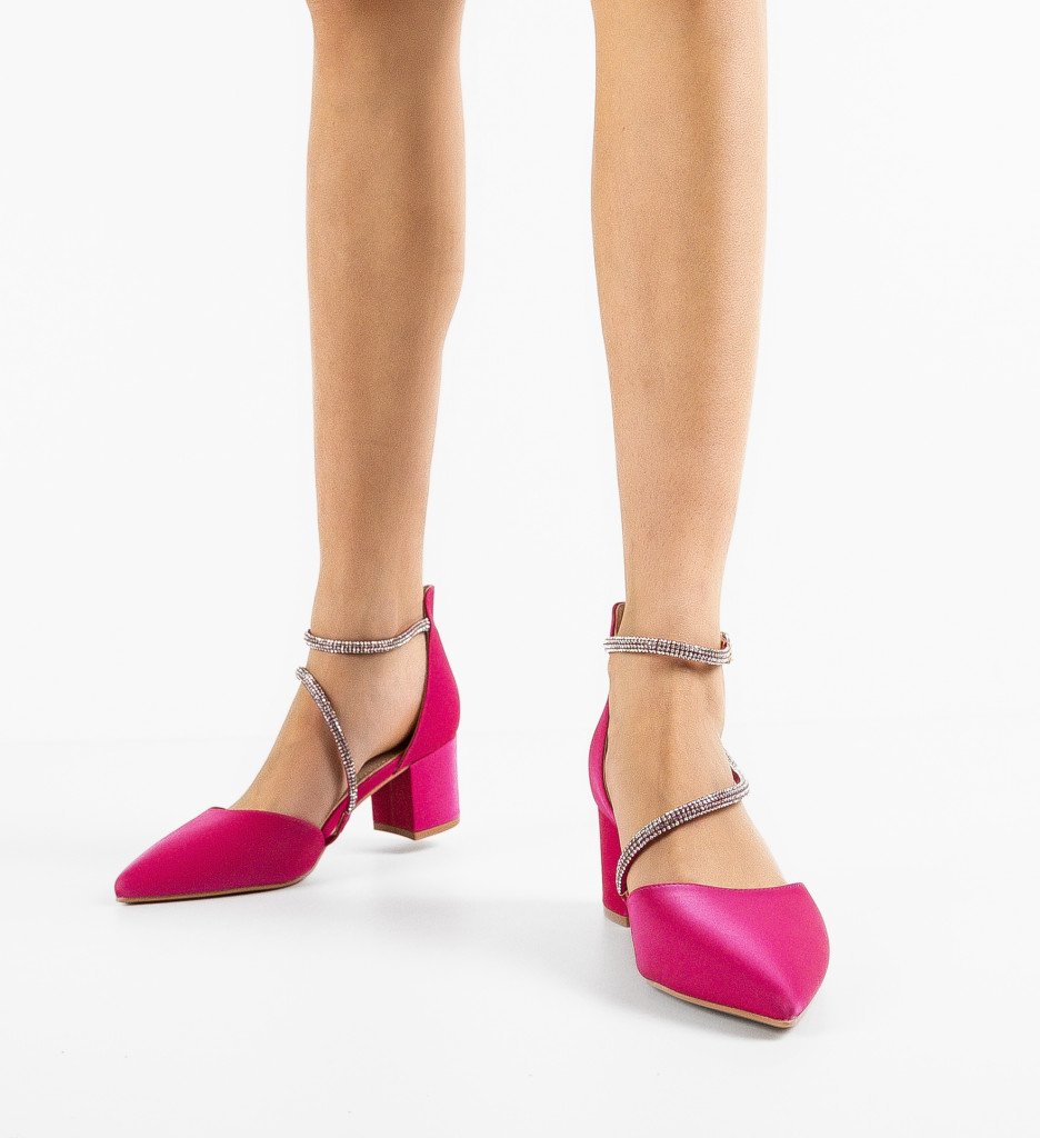 Pantofi Dama Haari Fuchsia cu Toc Eleganți - imagine 2