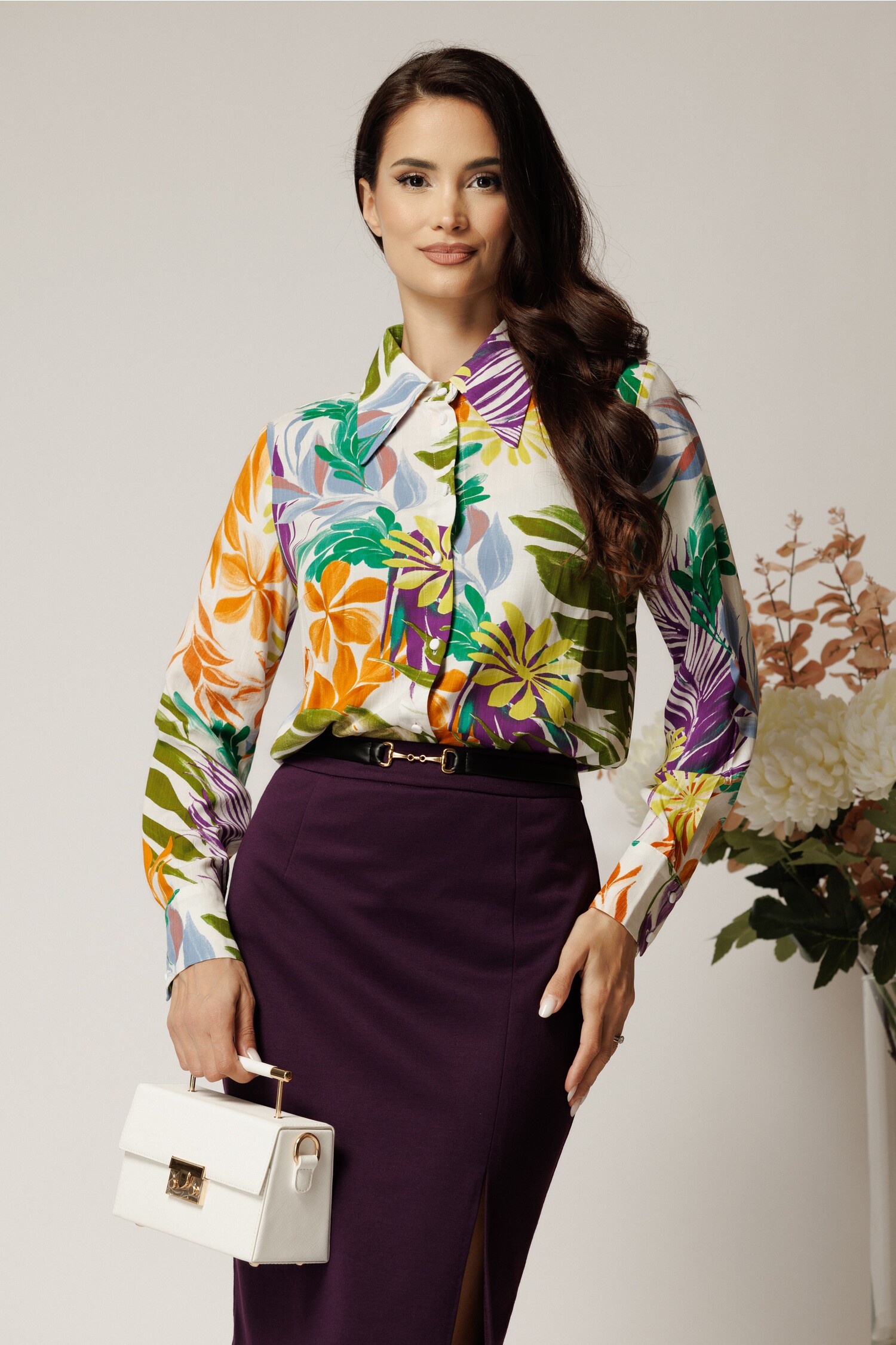 Cămașă DY Fashion viscoză cu print elegant