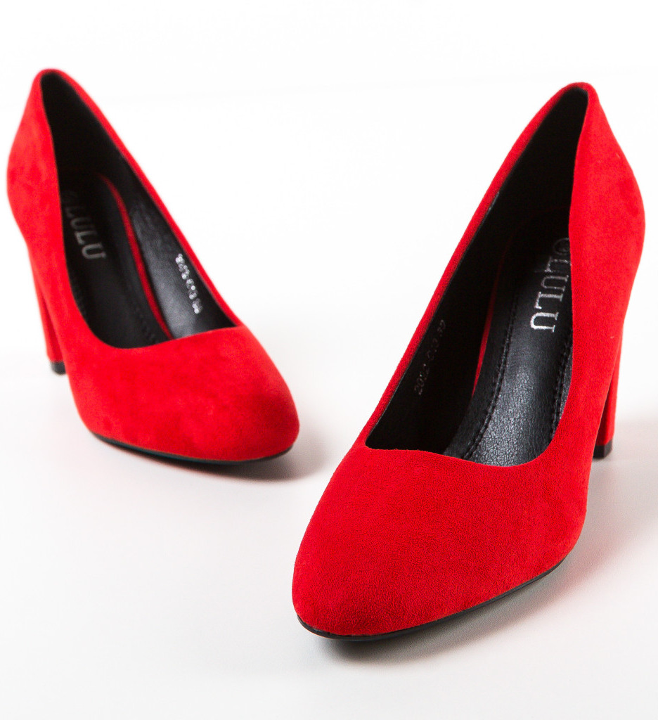 Pantofi Dama Axama Rosii Eleganți cu Toc - imagine 6