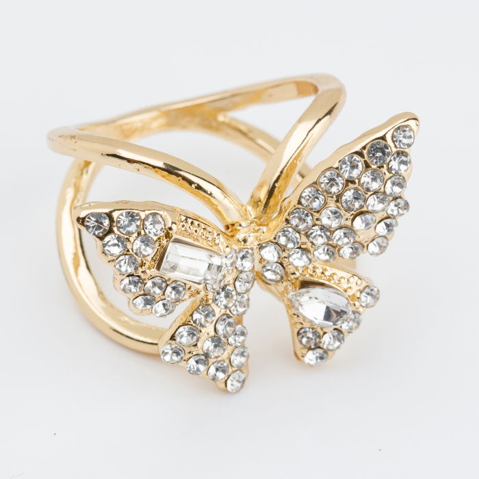 Brosă Fluture Auriu cu Pietricele | Shopika
