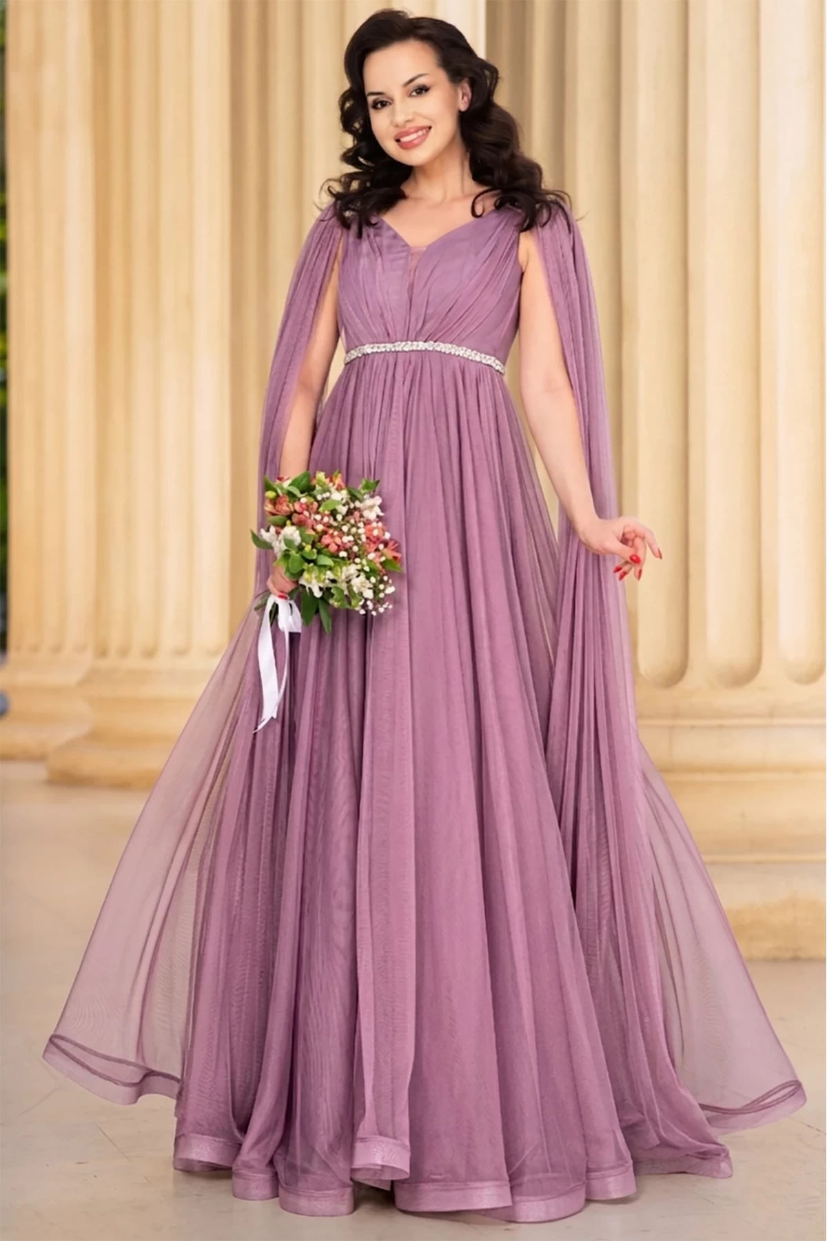 Rochie Seara Josephine Mov cu Strassuri - imagine 2
