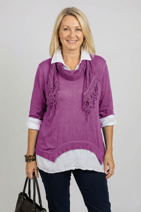 Bluză 3-în-1 Shopika | Bluza+Cămașă+Eșarfă
