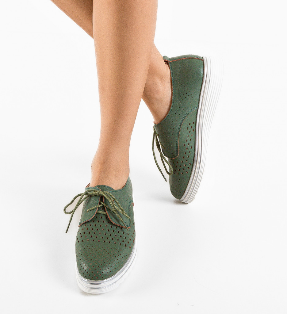 Pantofi Casual Dama Verzi Confort & Stil - imagine 2