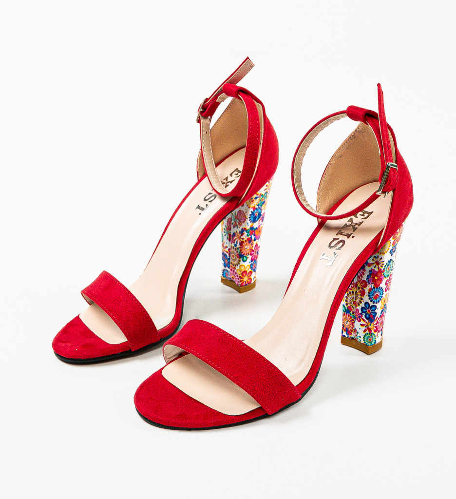 Sandale Dama Florys Rosii cu Toc Elegante - imagine 6