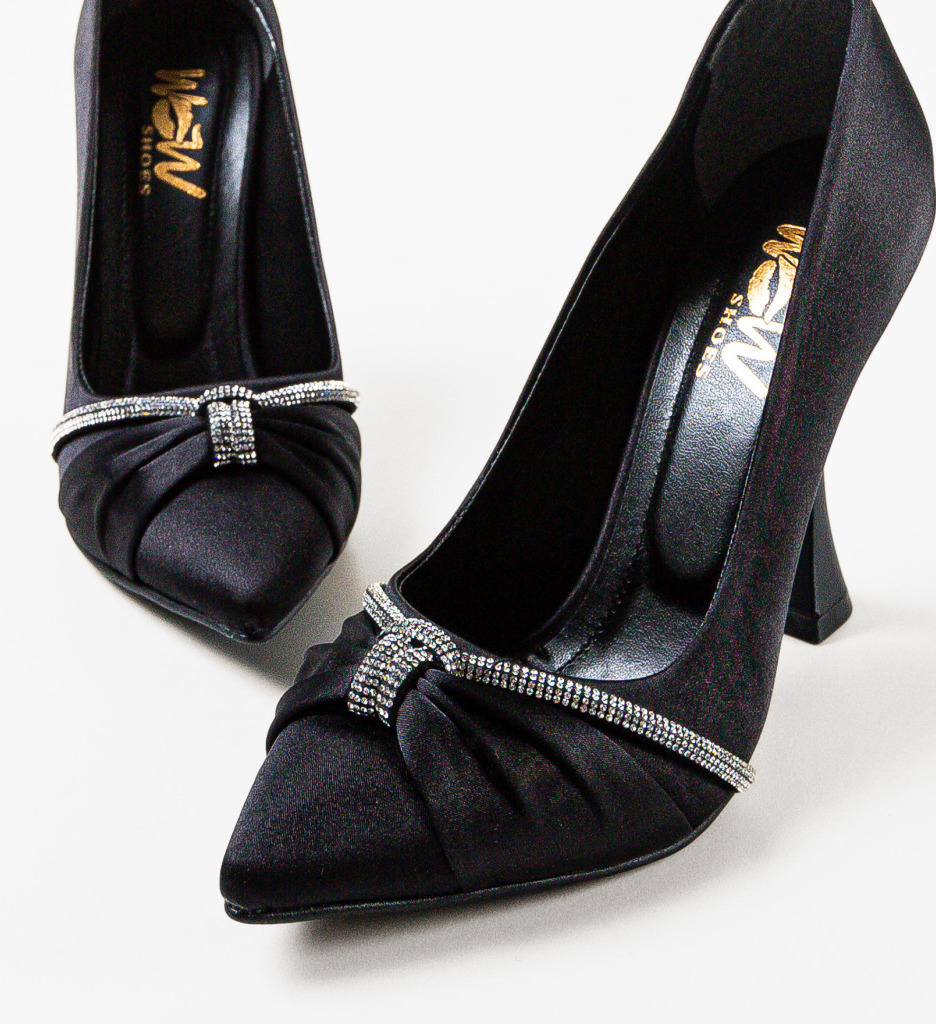 Pantofi Finko Negri Eleganți cu Toc - imagine 3